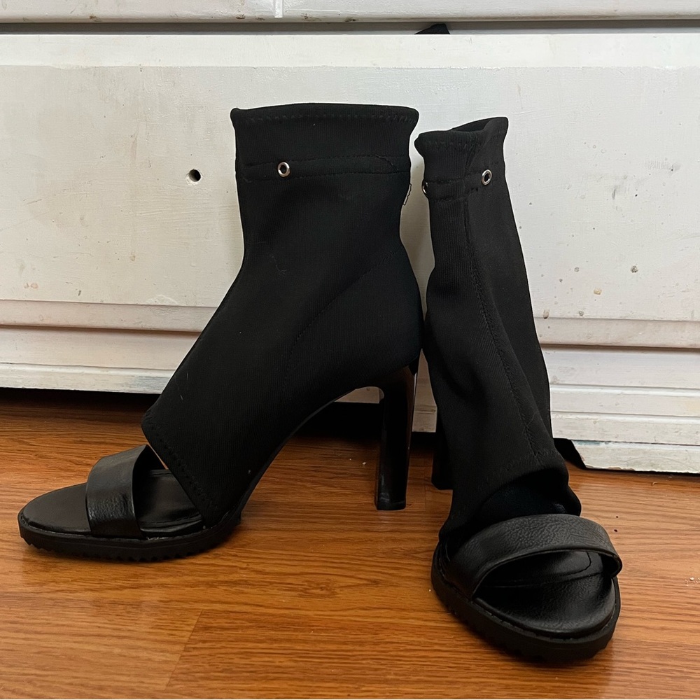 DKNY Black Stiletto Open toed Boots